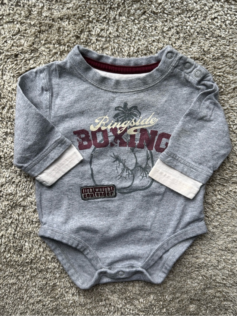 Cherokee Ringside Boxing Long Sleeve Bodysuit 6M Gray